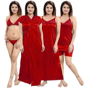 Indian 6-Part Satin Nighty Set
